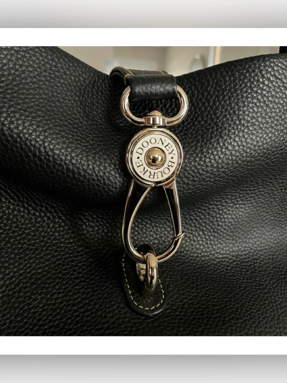 Dooney & Bourke Black Pebble Leather Shoulder Hobo with Brushed Gold Hardware - Picture 6 of 7